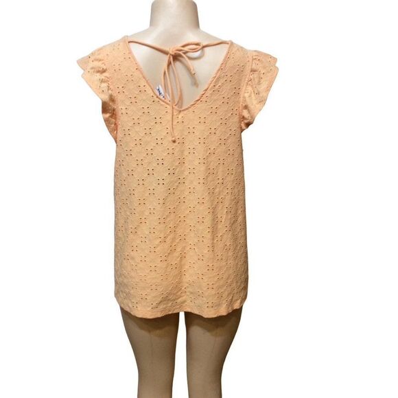 𝅺AVA & Viv Eyelet Top X Peach Cotton Polyester Spandex - Picture 2 of 3